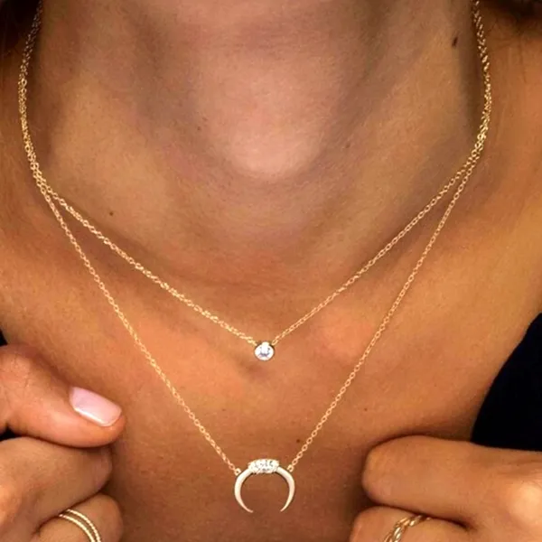 Boutique NEW Women's 18k Gold-Plated Crescent Moon Half Moon Necklace,‎ 16-18" - Image 4