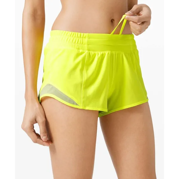 Lululemon Hotty‎ Hot High Rise Lined Shorts Neon Yellow Size 12 Activewear - Image 2