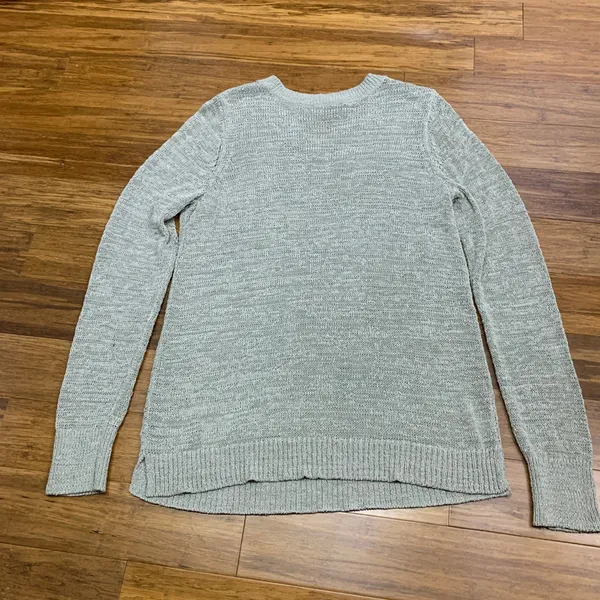 Ann Taylor V Neck Long Sleeve Knit Sweater‎ Gray Womens Size Large Textured Knit - Image 5