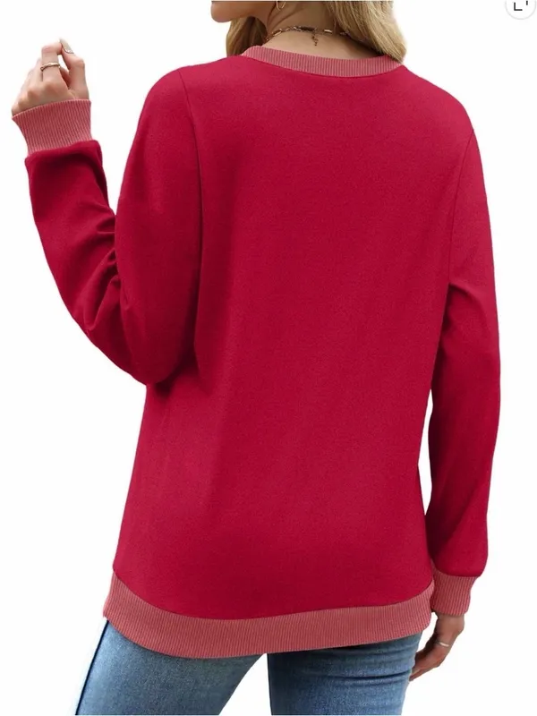 Fantaslook Women’s Crewneck Sweatshirt Pink Long Sleeve Pullover Size Medium - Image 4