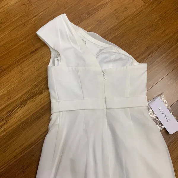 Azazie Oaklee Wedding Dress Womens WD0 White One Shoulder Sleeveless Gown‎ NWT - Image 5