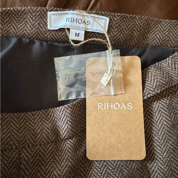 RIHOAS Brown Striped Pleated Mini Skirt Size M - Image 10