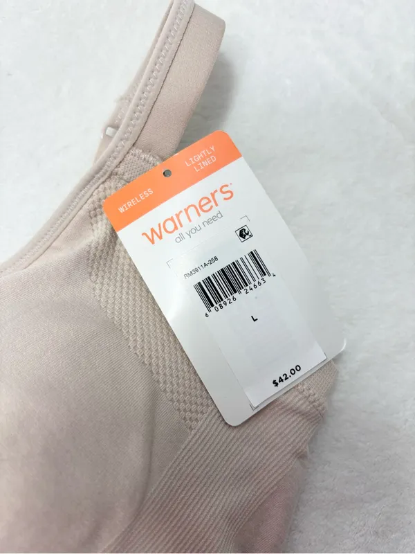 Warner's Nude Easy Does It wireless lightly lined Smoothing Bra ‎ size L Tan Size L - Image 7