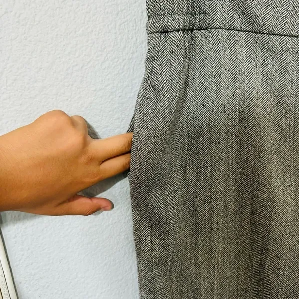 Zara Women‎ Bloggers Favorite Gray Wide Leg Herringbone Elastic Waist Pants Sz L - Image 7