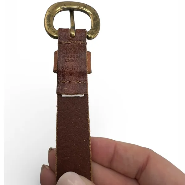Vintage 90's Fossil women's M studded leather belt brown brass buckle - Image 6