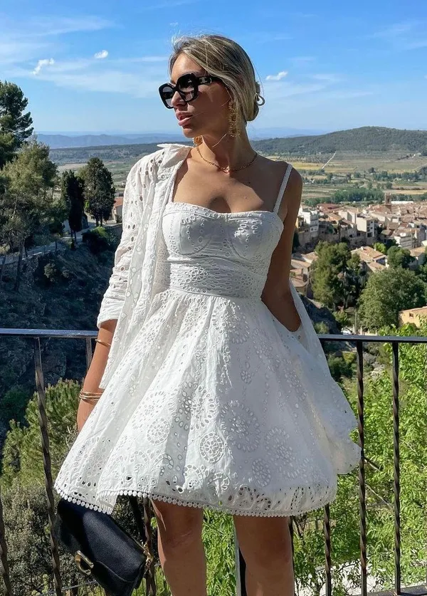 ZARA mini dress Crochet Embroidered openwork boho sundress summer - Image 6