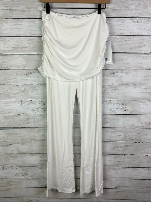 Girlfriend Collective White Paloma Skirted Wide Leg Yoga Pants Size Large - Image 3