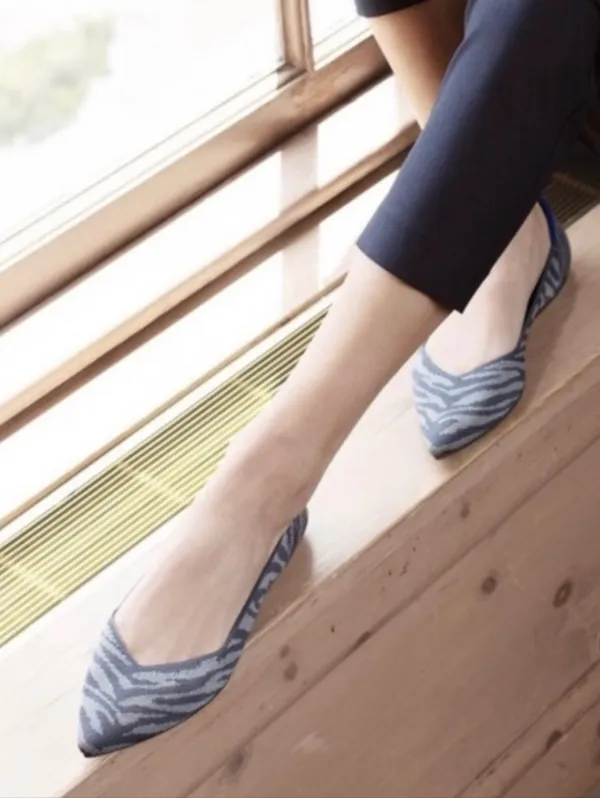 {9.5} Rothy's Gray Zebra Pointed Slip On Ballet Shoe - Image 2