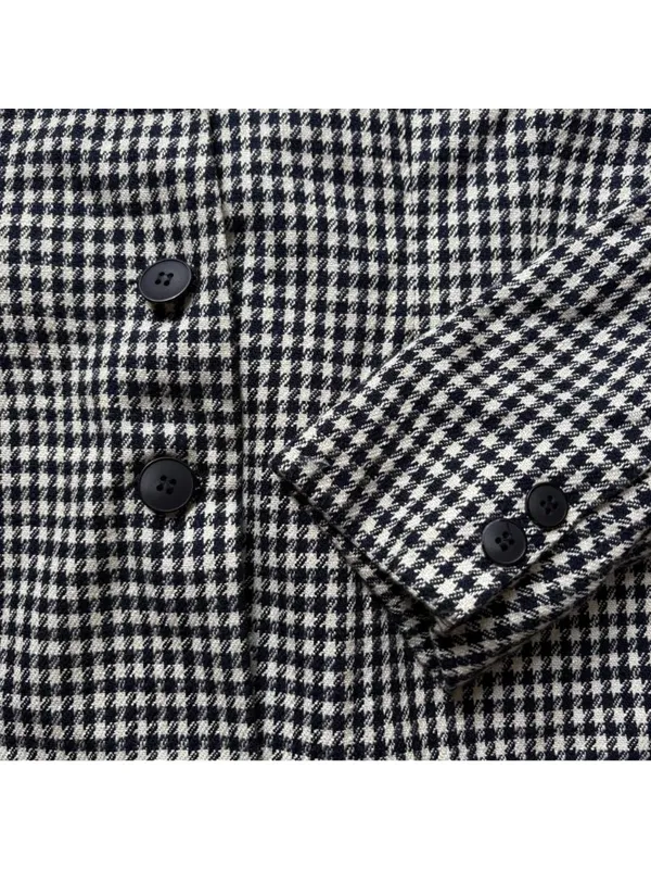 Chic John Meyer Vintage Houndstooth Blazer Black White Preppy Career Jacket - Image 5