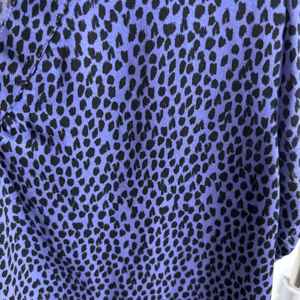 Apt. 9 Purple and Black Dalmatian Print Ruffle Sleeve Blouse - Image 2