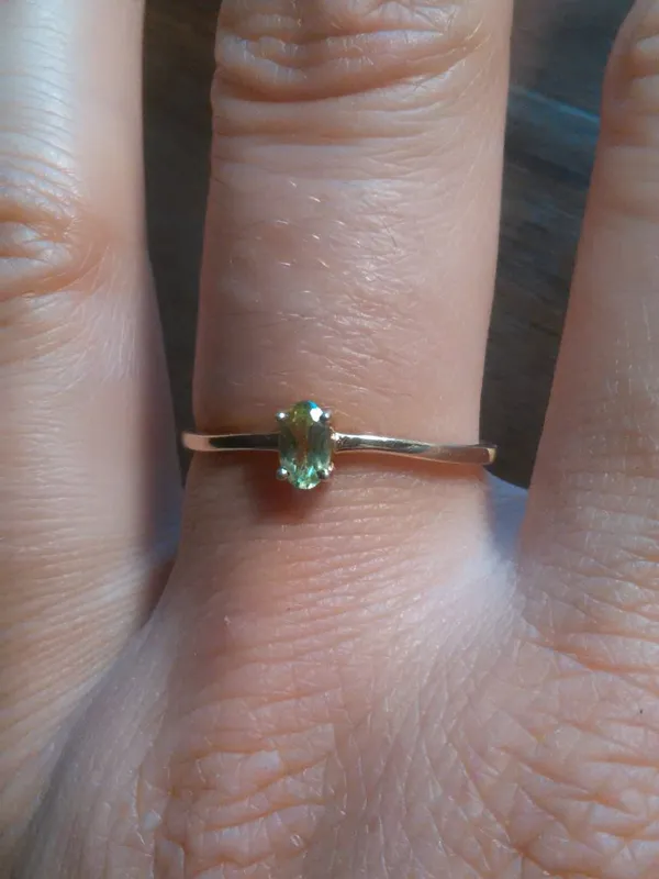 Peridot Oval Solitaire 14K Yellow Gold Over Sterling Silver Ring (Size 9) - Image 11