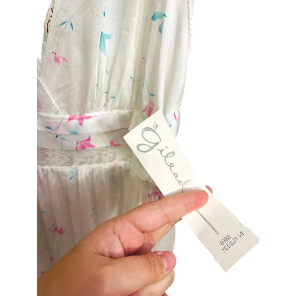 NWT Vintage 90s Gilead Cottagecore Dainty Floral‎ White Maxi Dress Babydoll M - Image 3