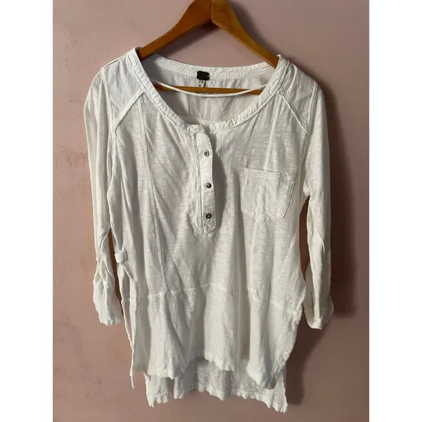 We the Free White 100% Cotton 3/4 Sleeve Top Size XS - Image 10