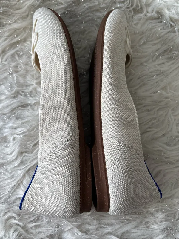Rothy's Ivory White Women’s Ballet Flat with Bow and Blue Trim Size US W6.5 - Image 5