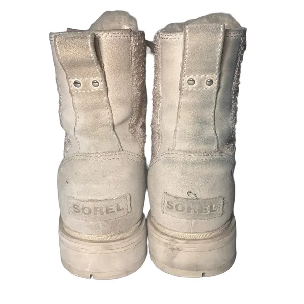 Sorel LENNOX™ Lace Cozy Booties Beige Winter Ankle Boots Biker Waterproof Size 9 - Image 9