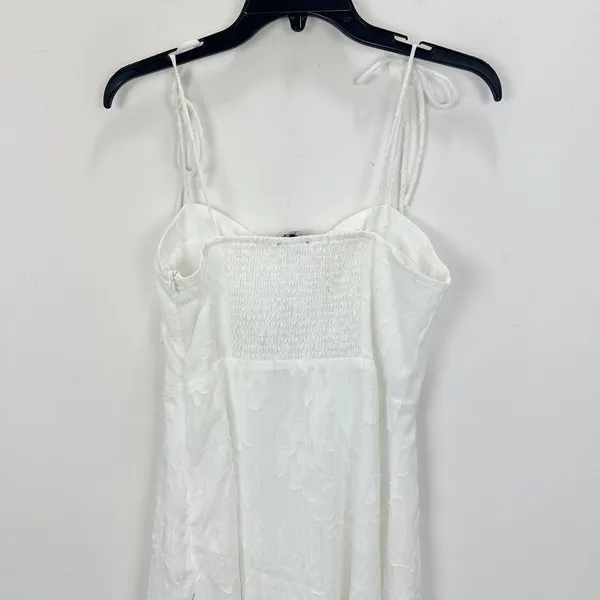 Lulus Loveliest Looks White Floral Jacquard Tie-Strap Midi Dress Medium NWT - Image 11