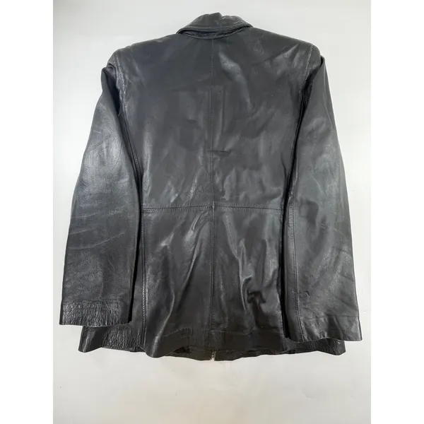 Style & Co Womens Black Genuine Leather Full Zip Jacket Size L WPL 8046 - Image 2