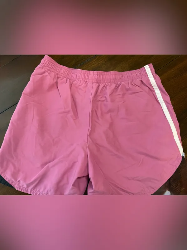 Nike Pink Shorts with White Logo Size Small - Image 4