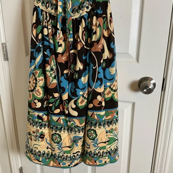 Jones New York Y2K Halter Midi Dress Paisley Floral Silk-Look Cottagecore 10 - Image 9