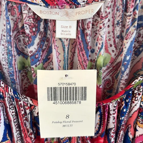 NWT Boston Proper Paisley Floral Bell Sleeve Peasant Dress Size 8 - Image 3