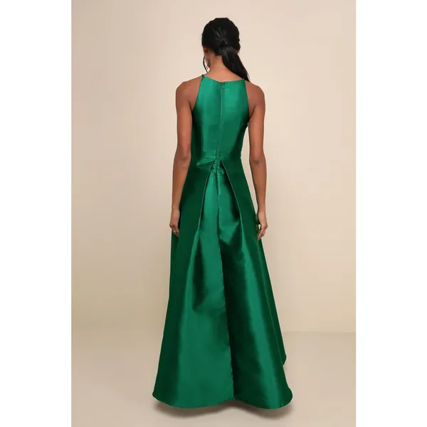 Lulus Broadway Show Emerald Green High-Low Gown Ball Prom Event Classy Medium - Image 3