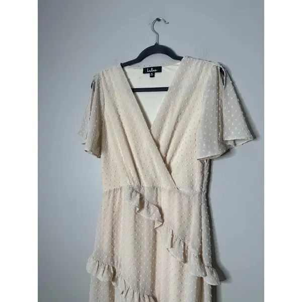 Lulus Next To You Swiss Dot Ruffled Midi Dress Size‎ M Fairy Coquette Asymmetric - Image 3
