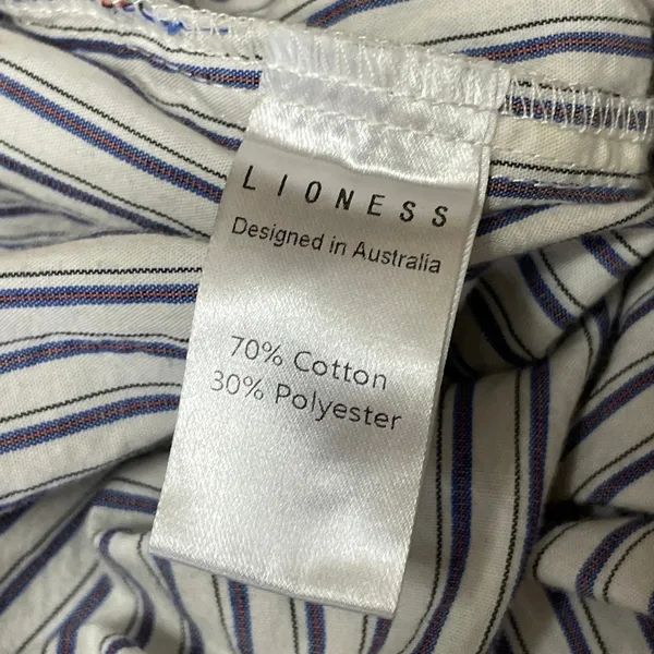 Lioness Womens White Blue Striped High Rise Baggy Wide Leg Trousers Pants Size M - Image 5