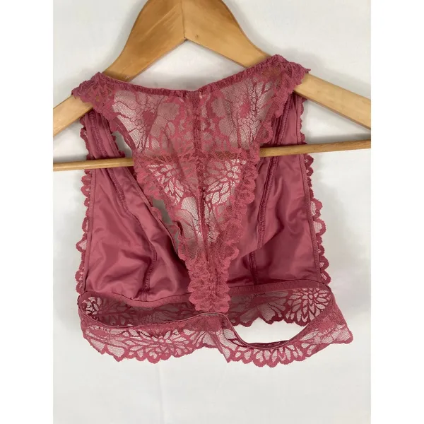 VS Pink Dark Pink Lace Bralette Size Small - Image 3