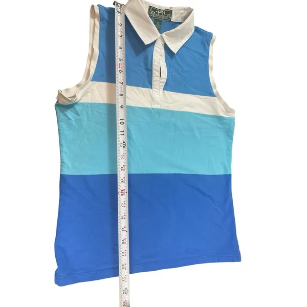 VTG Y2K Lauren Ralph Lauren Active Tennis Polo M Blue Colorblock Sleeveless READ - Image 9