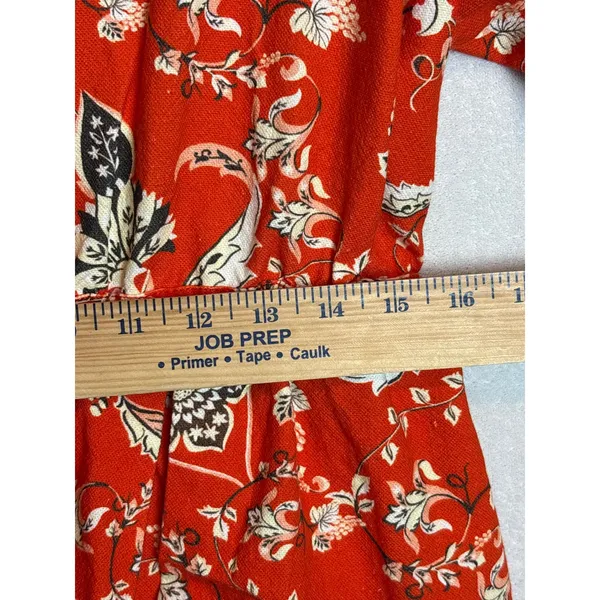 Farm Rio Anthropologie Long Sleeve Romper Red Orange Floral Cotton $228 NWT - Image 13
