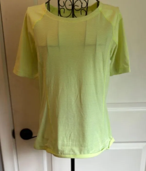 Lululemon swiftly tech neon, yellow striped shirt - Image 2