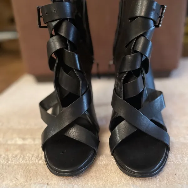 DVF Diane Von Furstenberg Black Stiletto Leather Booties - Image 3