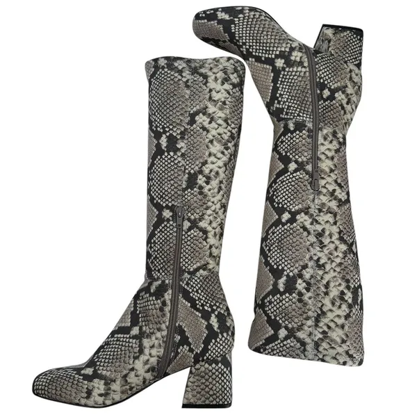 Steve‎ Madden Dynasty Snakeskin Print Boots Size 7 M Fitted Calf Stretch - Image 5