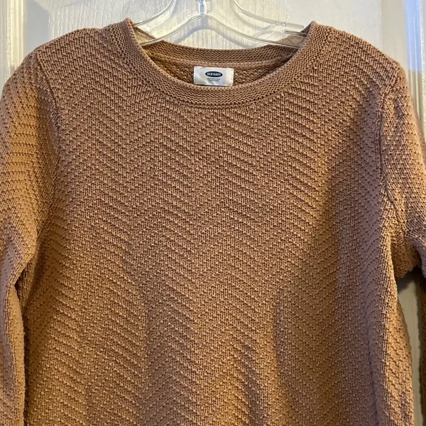 Old Navy Women's XL Tan Textured Knit Long‎ Sleeve Sweater - Image 7