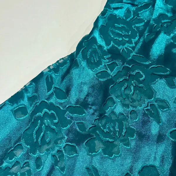 Vintage Victoria’s Secret Teal Floral Burnout Lace Up Slip Dress Petite P - Image 3
