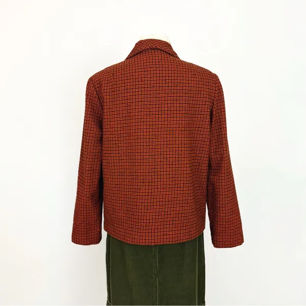 Vintage 80’s Pendleton Pure Wool Houndstooth Plaid Jacket in Orange | Size M/L - Image 3
