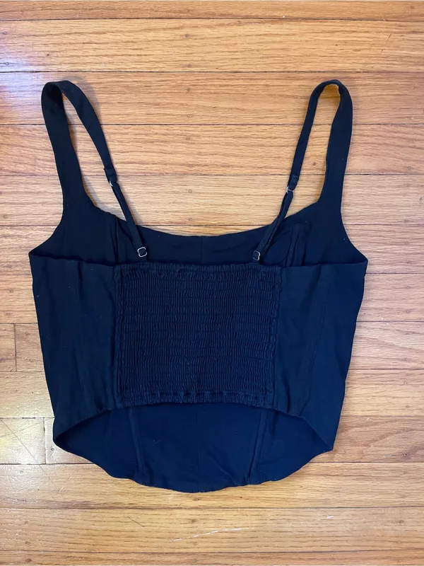 Abercrombie & Fitch Scoopneck Cropped Corset Top - Black - Size Small - Image 5