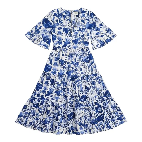 Tuckernuck Blue Floral Midi Dress Size Small - Image 10