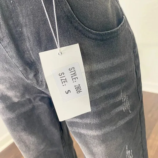 NWT Black Gray Distressed High Waisted Loose Mom Jeans Size S - Image 4