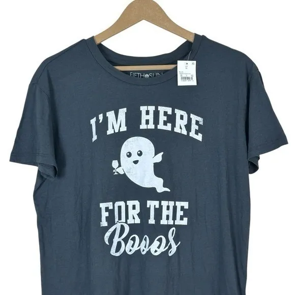 NWT Fifth Sun Halloween Ghost Graphic‎ T-Shirt Gray Booze Wine Funny Size XL - Image 3