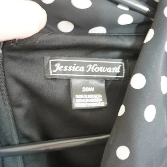 Jessica Howard Shift Dress 18W Black‎ White Polka Dot Ombre Chiffon Sleeveless - Image 15