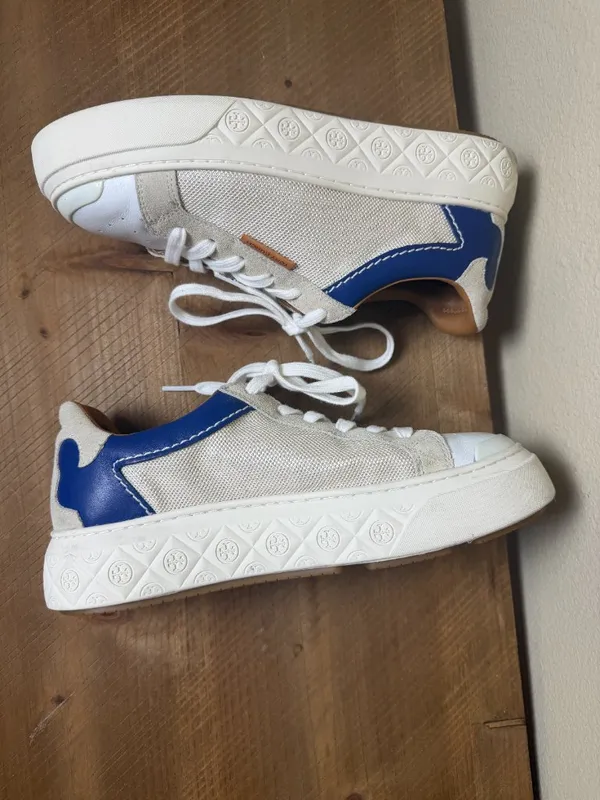 Tory Burch Ladybug Low Top Sneaker Cream & Blue Size 8 - Image 3