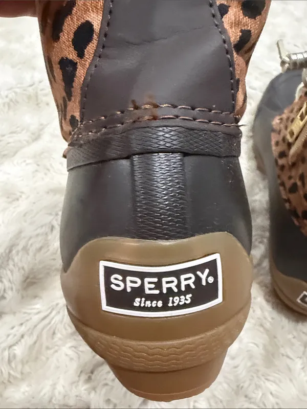 Sperry Leopard Print Saltwater Lace Up Duck Boots Woman’s Size 7 - Image 5