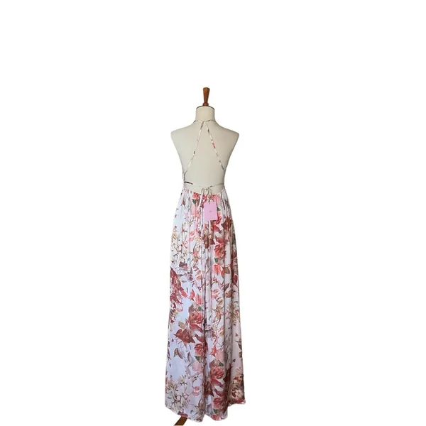 Hello Molly‎ Floral Satin Halter Maxi Dress Size 2 New - Image 3