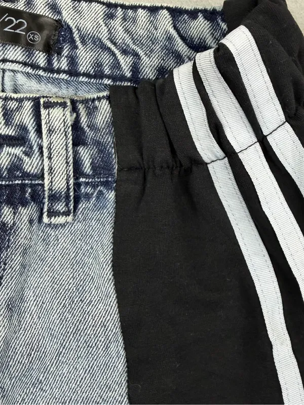TEN/22 Jeans XS Y2K Wide Leg Acid Wash Denim Black Side Stripe 34" Inseam - Image 3