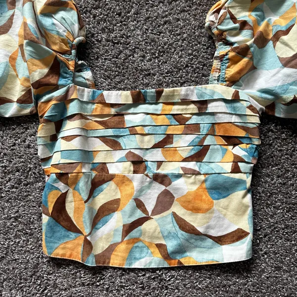Abercrombie Puff Sleeve Square Neck Crop Top Small - Image 2