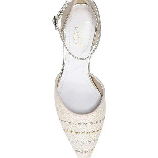 NEW Franco Sarto Taros Metallic Ankle Strap Pump SZ-9.5 White Tan - Image 5