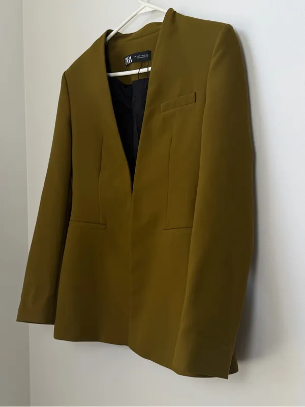 Zara Olive Green Blazer Size Medium - Image 2