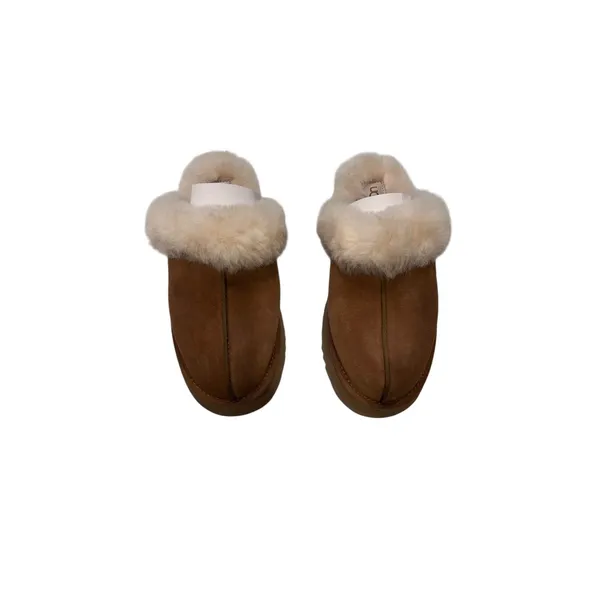 Women's UGG Brand Disquette Platform Slippers Shoes Size 9 Chestnut 1122550 New - Image 3