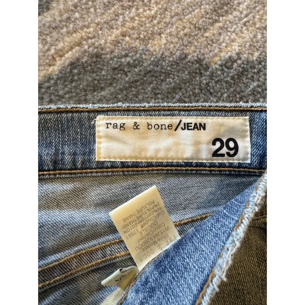 Rag & Bone JEAN Ankle Skinny Jeans Distressed Knee Rip Size 29 Light Wash - Image 2